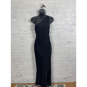 Meshki Alejandra One Shoulder Satin Maxi Dress Womens Size XS Black Cocktail